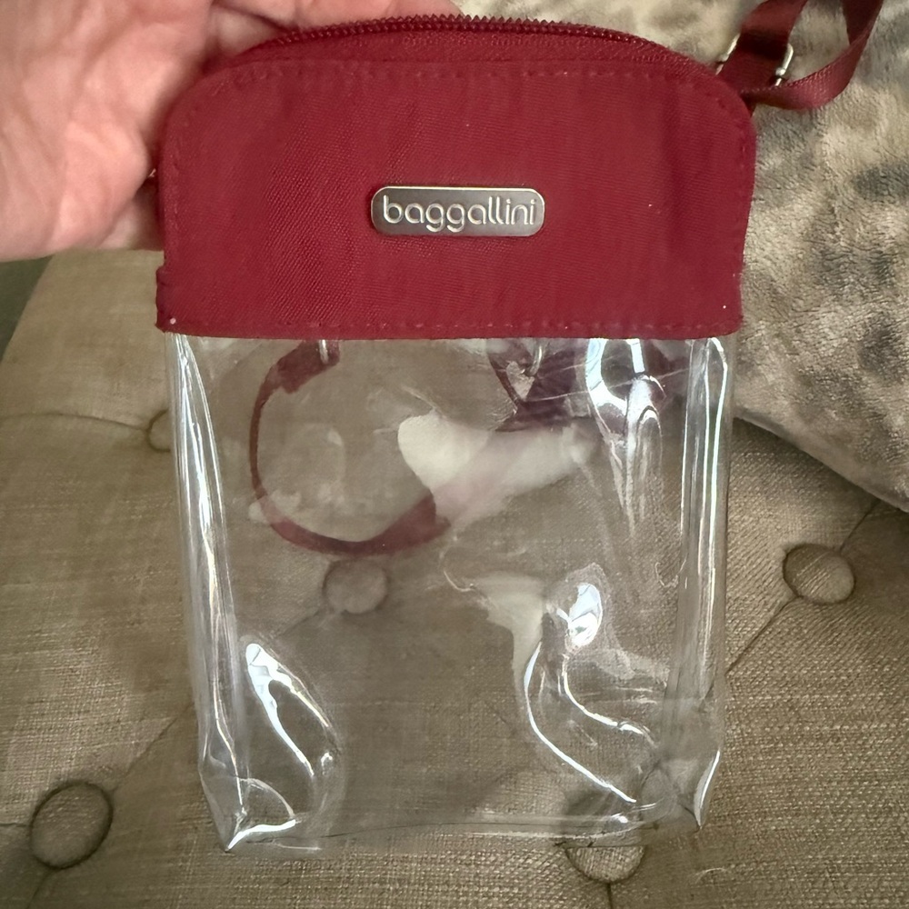 Baggallini Transparent Bag with Burgundy Accents